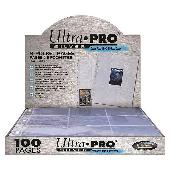E-81442-E 9-POCKET SILVER SERIES 100 PAGES FOR STANDARD SIZE CARDS (11-HOLES)