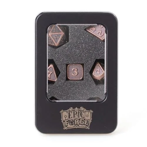 EPIC FORGE 7 metal dice set 14mm (metal box) - Solid Bronze