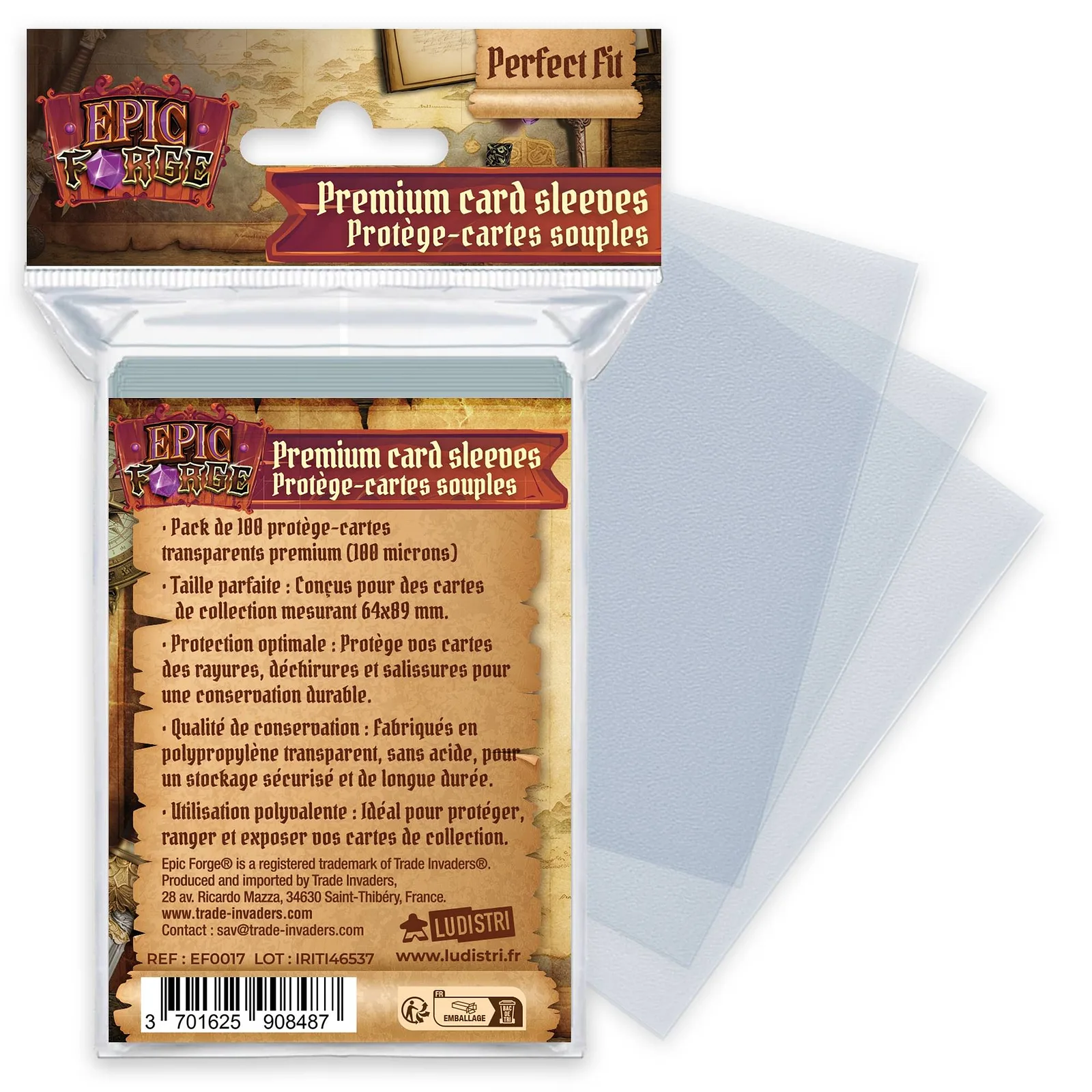 EPIC FORGE Card sleeves - Perfect Fit (64*89 mm) x100 (50 microns)