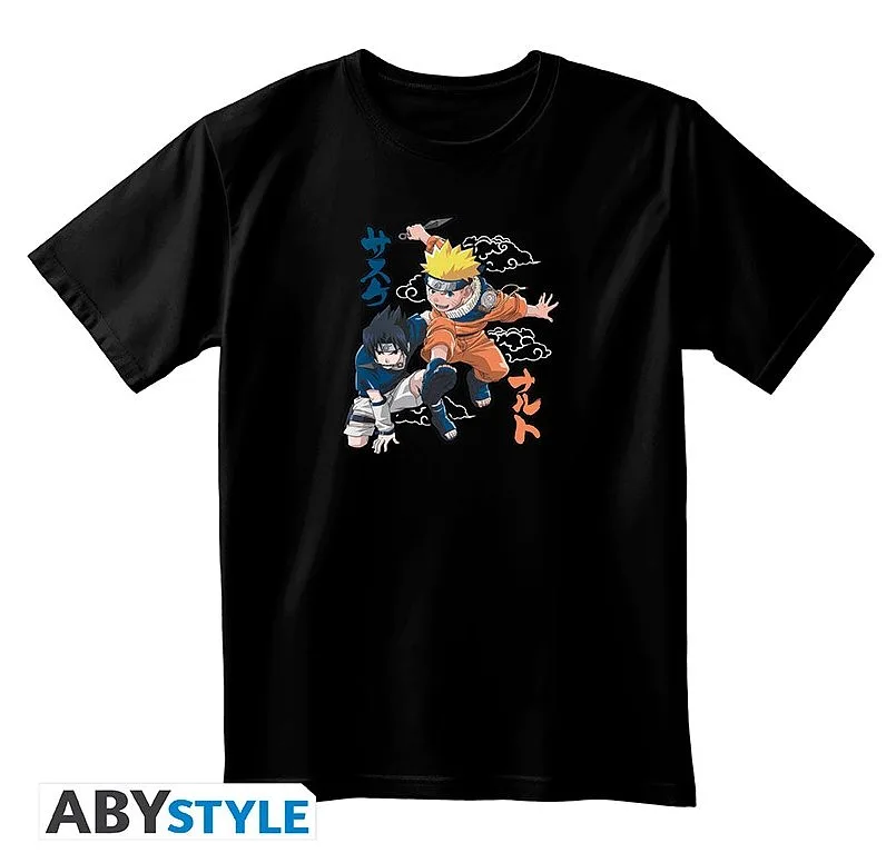 NARUTO - Tshirt unisex black - Naruto & Sasuke - Large - Unisex T-shirts