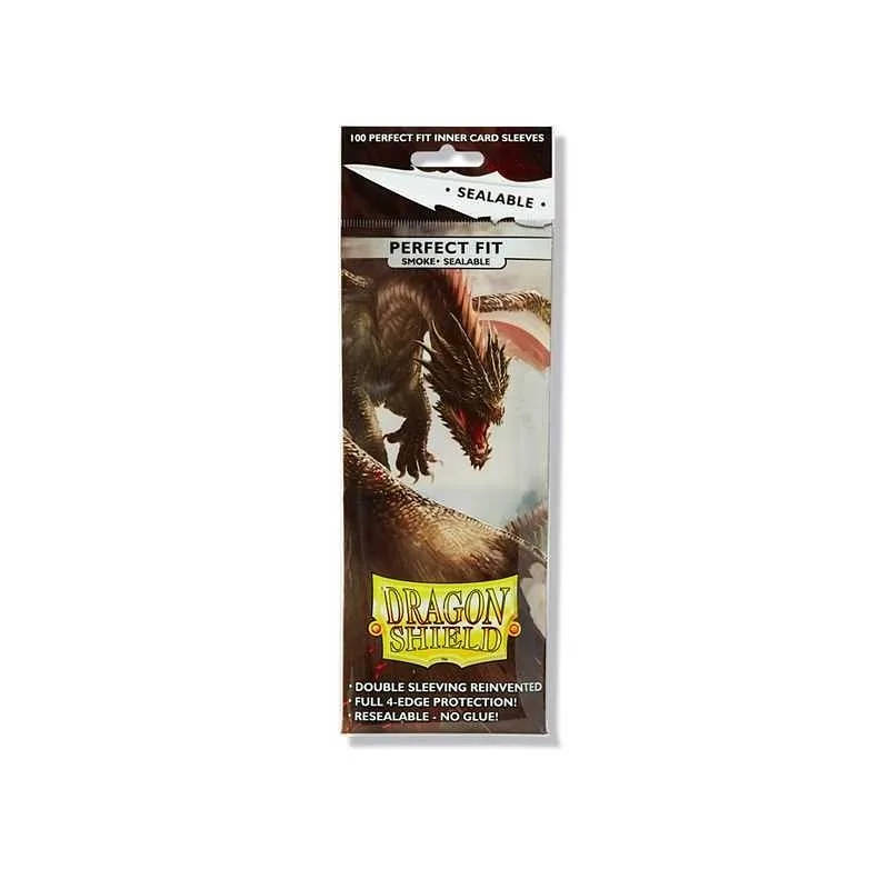 DRAGON SHIELD Standard Perfect Fit Sealable Sleeves - Smoke (100 Sleeves)