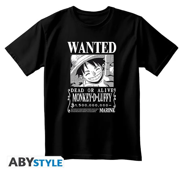 T-Shirt One Piece Monkey D.Luffy Wanted L Black