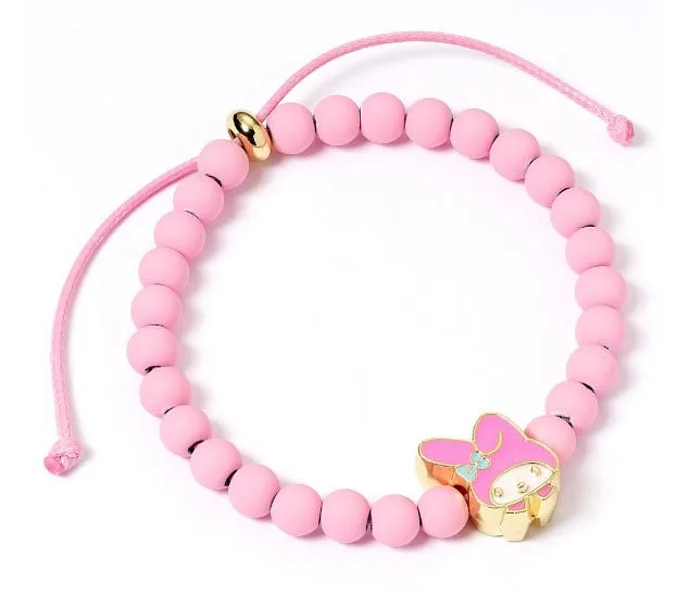 Bracelet Hello Kitty en perles roses avec pendentif My Melody