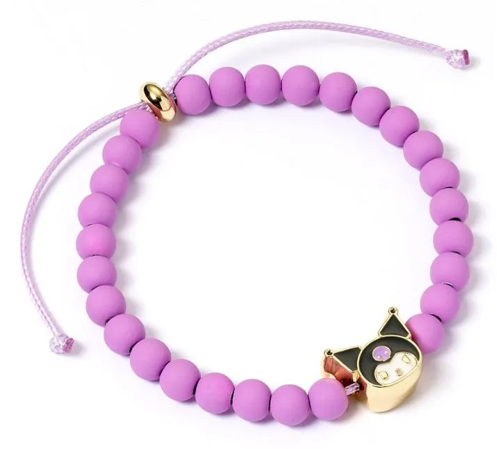 Bracelet Hello Kitty perles violette avec pendentif Kuromi