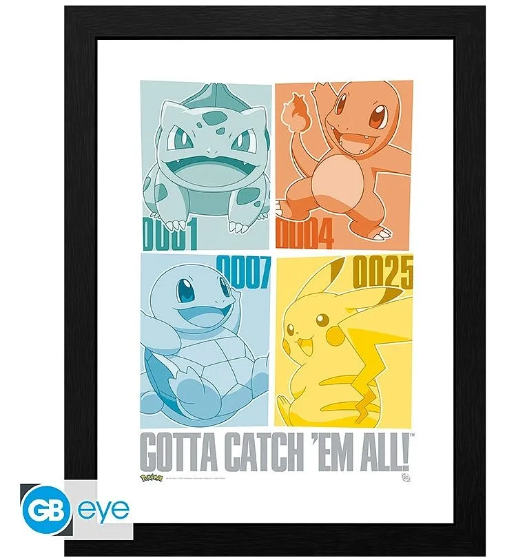 ABYSTYLE POKEMON - Poster encadré : "Pikachu & Kanto Starters" (30x40)