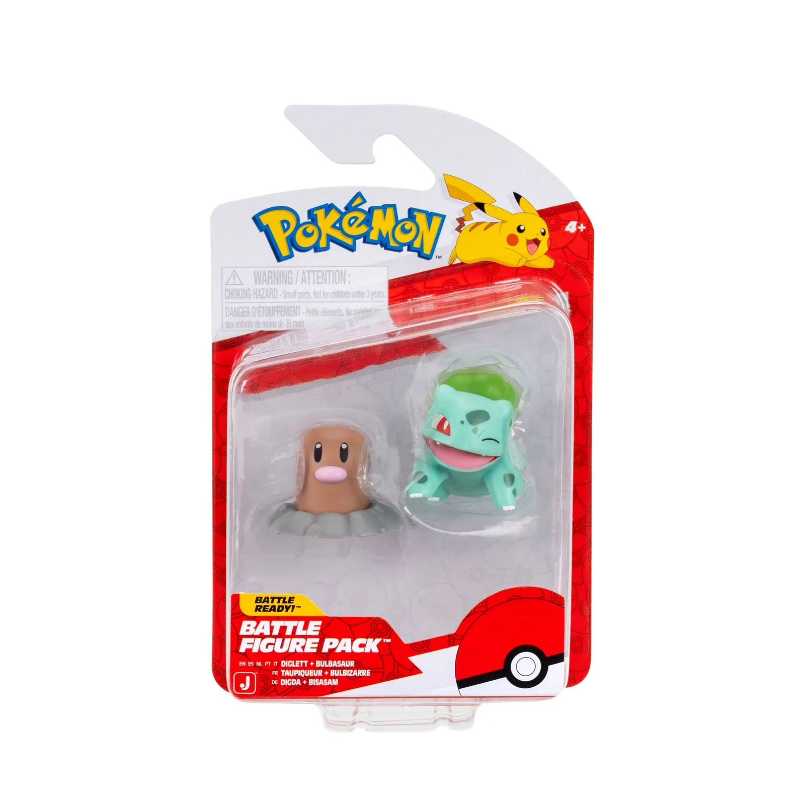 JAZWARES Battle Figure Pack : Pokemon - Diglett & Bulbasaur