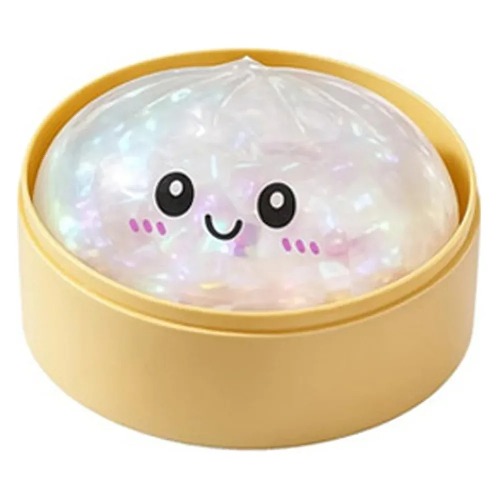 Squishy Bun Mystery Rainbow – Baozi anti-stress avec paillettes de 15 cm dans un panier (couleur surprise)